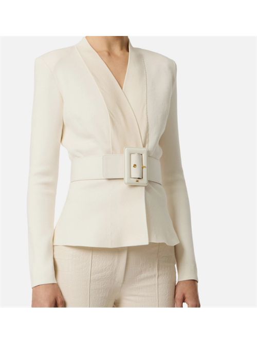 GIACCA IN MAGLIA CON CINTURA ELISABETTA FRANCHI | MK48S57E2DZ9 Milk